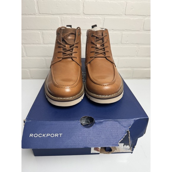 Rockport Shoes Mens Size 9 Brown Leather Chukka Boots TruTech Comfort Casual New